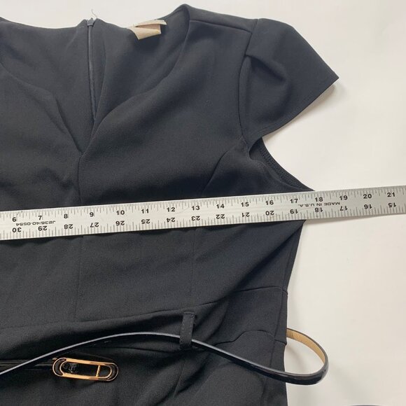 Moci By Purple Rain USA Black Cap Sleeve Belted Dress S Work Career - Picture 4 of 4